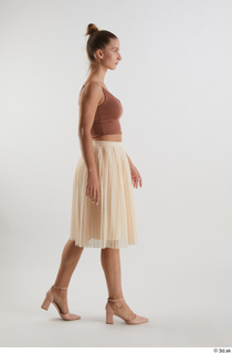 Babbie  1 beige midi skirt beige sandals brown crop…